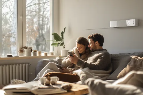 Thermostat intelligent connecté régulant la température d'un foyer pour optimiser la consommation énergétique