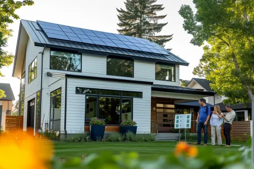 Foyer bénéficiant d'avantages fiscaux après rénovation énergétique d'une maison avec panneaux solaires